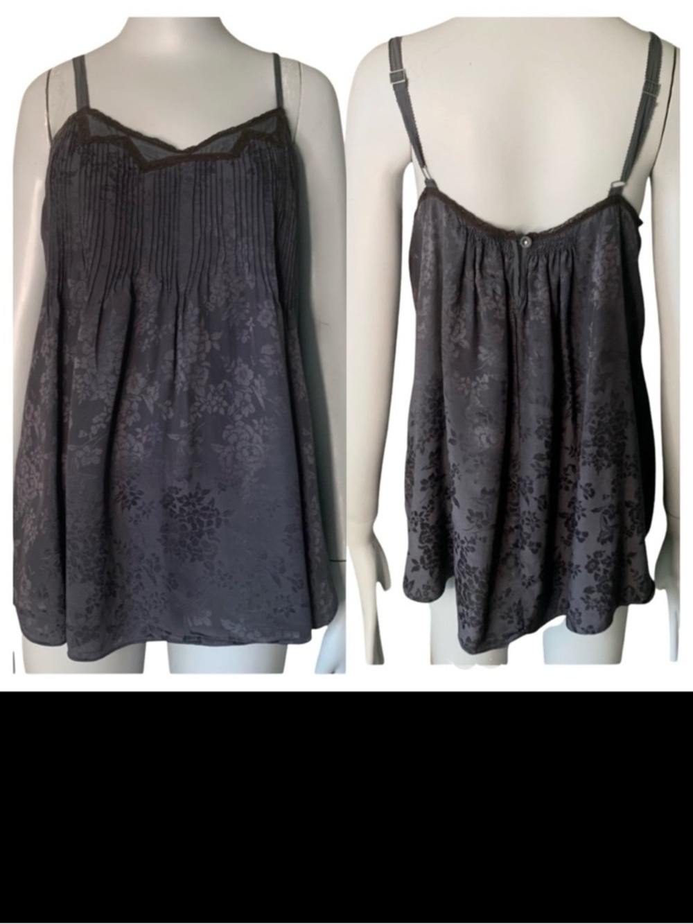 REBECCA TAYLOR 100% Silk Jacquard Blue Loose Fit Tank Size 8 - Picture 13 of 16